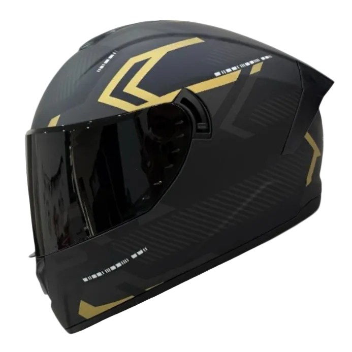 CASCO TIPO FIBRA DE CARBON CON DORADO